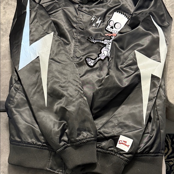 Simpsons Black Jacket with Bart Simpson Skeleton and Lightning Design - Picture 3 of 5